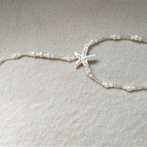 Rhinestone Starfish Pearl Anklet - Picture 2 of 4
